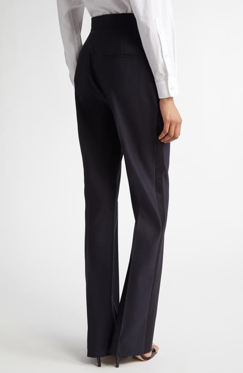 Max Mara Delfino Long Virgin Wool & Silk Flare Leg Trousers In Midnight Blue