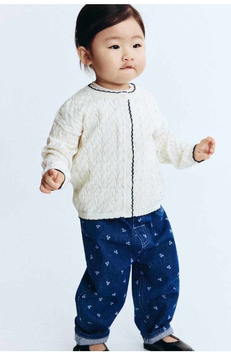 H&M Cotton Trousers, Alternate, color, Dark Denim Blue/Cherries