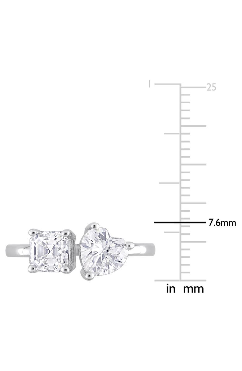 Julianna B. Moissanite Heart 2-Stone Ring, Alternate, color, Sterling Silver