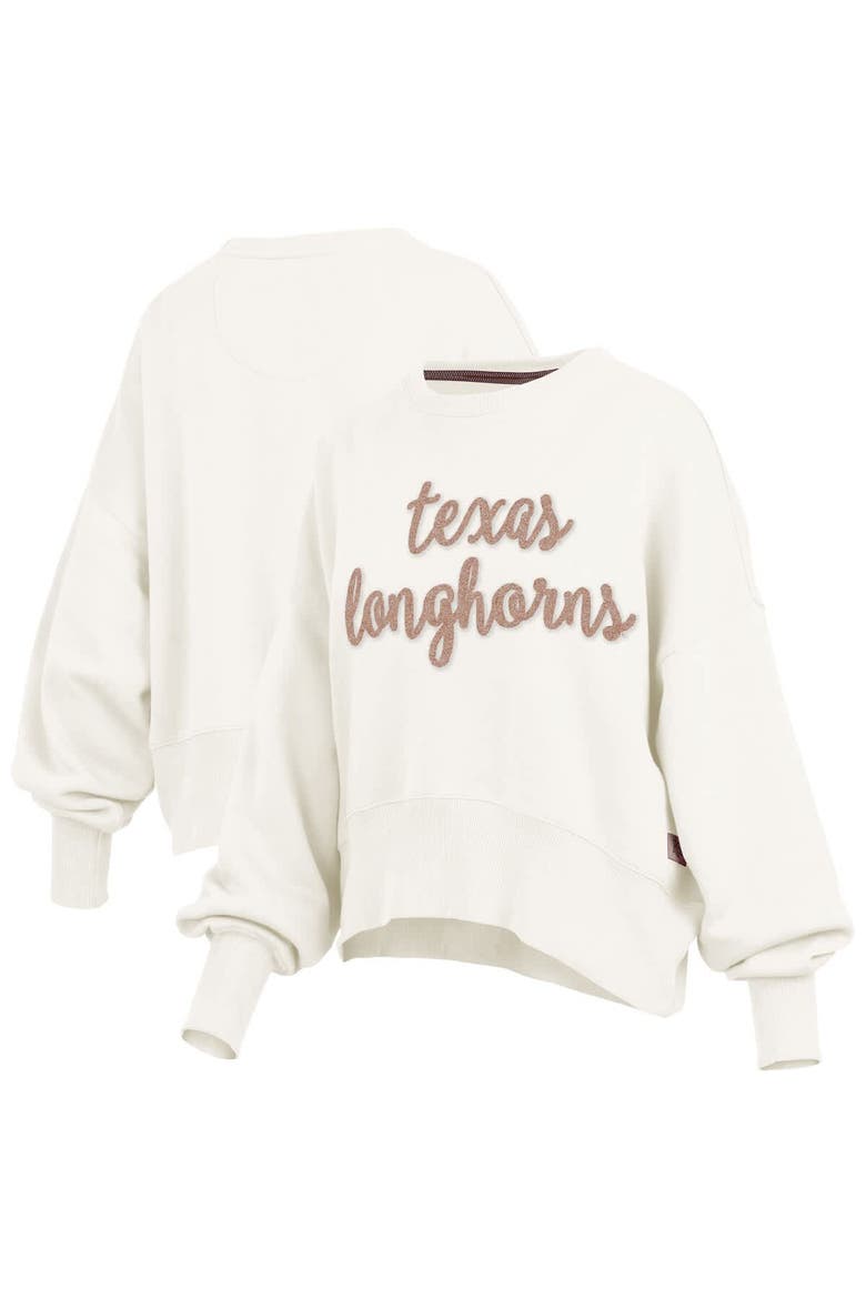 Women's Pressbox Cream Texas Longhorns Chelsea Oversized Pullover Sweatshirt, Alternate, color, Cream