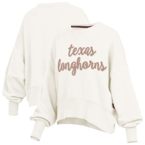 Pressbox Cream Texas Longhorns Chelsea Oversized Pullover Sweatshirt In White