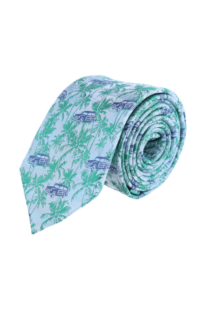 Trafalgar Vacation Dreams Palm Tree Novelty Silk Necktie, Main, color,