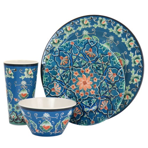 Gibson Home 16 Piece Tacoma Melamine Dinnerware Set In Blue