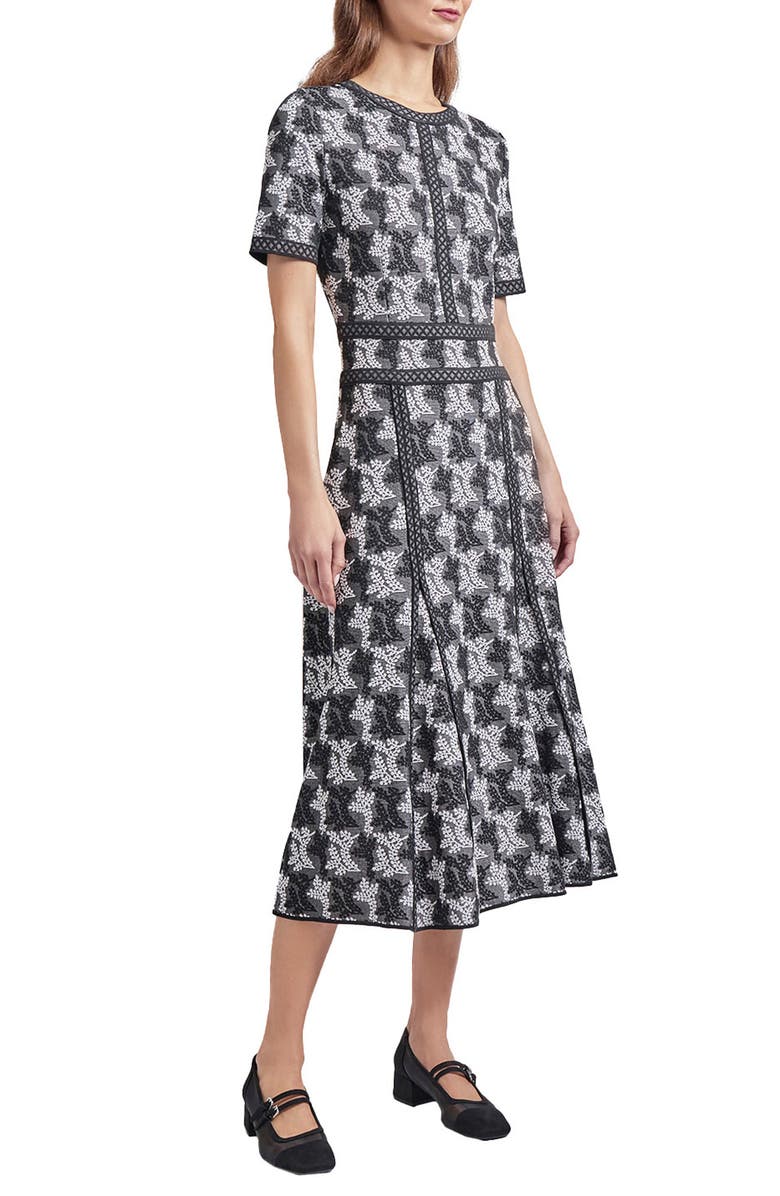 Misook A-Line Midi Dress, Alternate, color, Black/ White