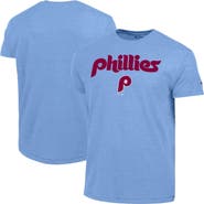 Champion Men's Champion Light Blue Philadelphia Phillies Cooperstown Wordmark Lockup Tri-Blend T-Shirt