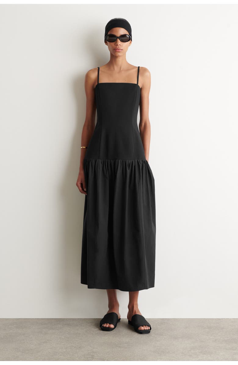 COS Sculpted Dropped-waist Midi Dress, Main, color, Black