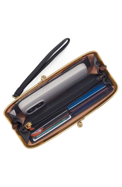 Hobo Large Cora Leather Frame Wallet In Black