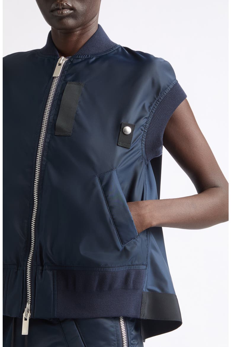 Nylon Twill Bomber Vest, Alternate, color, NAVY