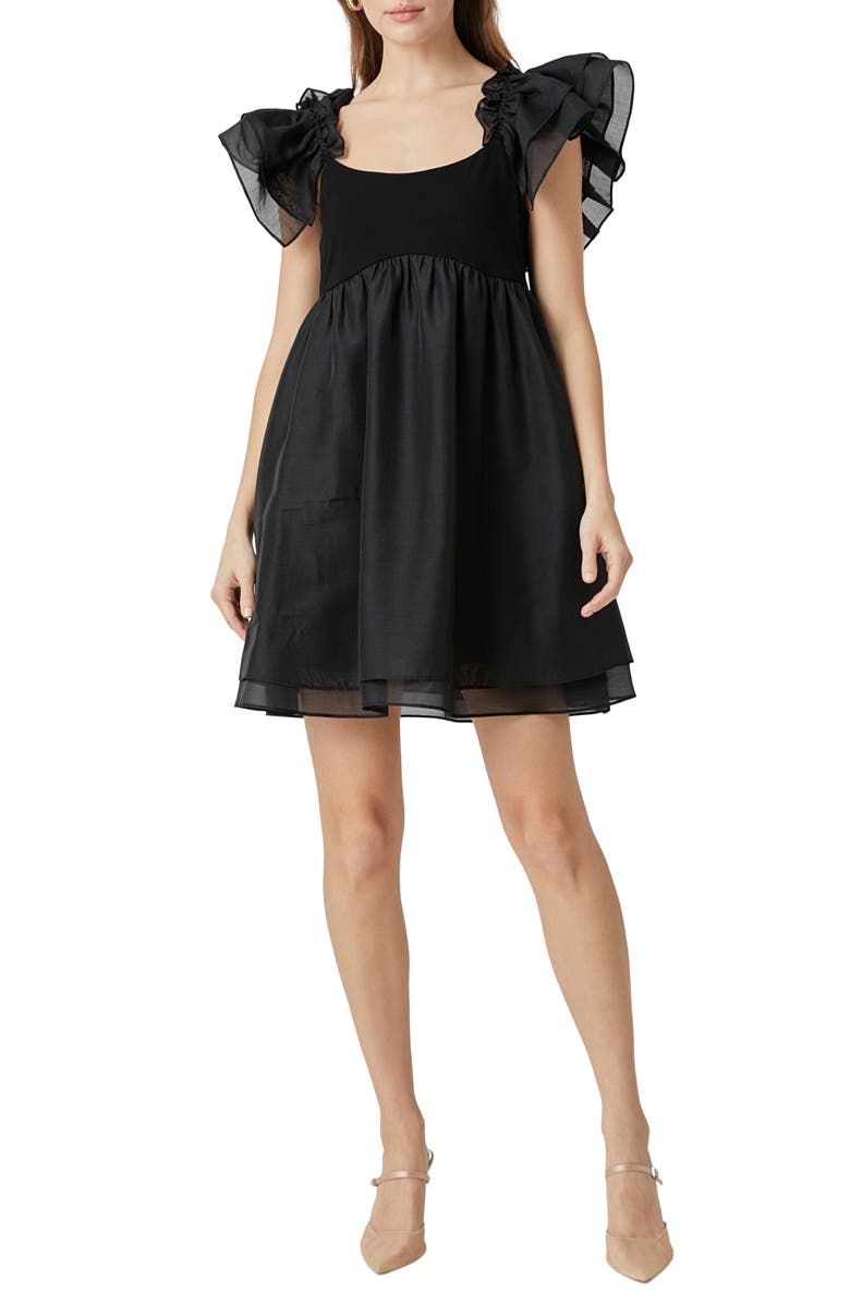 Endless Rose Organza Minidress, Main, color, Black