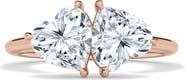 HauteCarat Lab Grown Diamond Twin Heart Ring