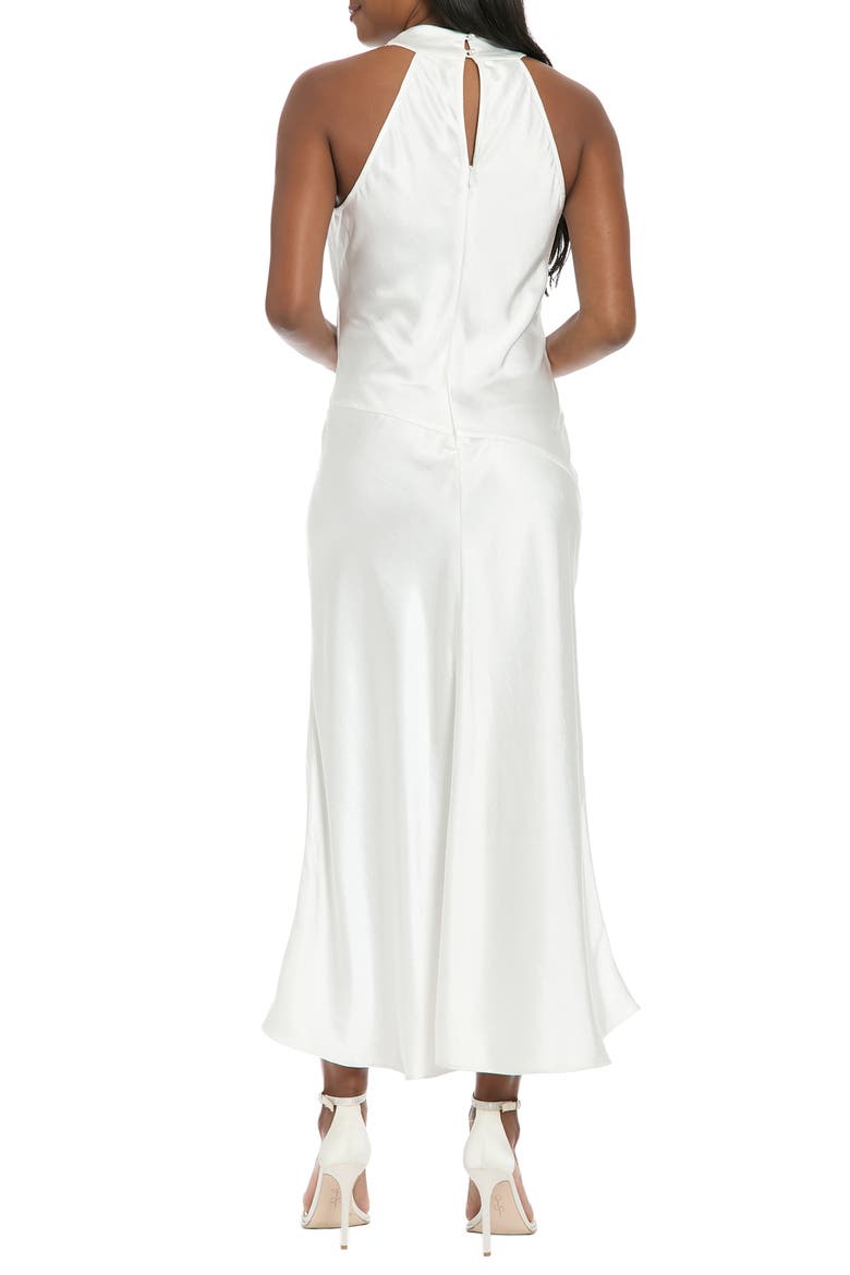 Sleeveless Twisted Waist Satin Gown, Alternate, color, WHITE