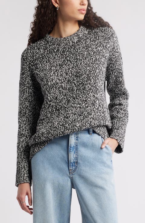 Marled Cotton & Wool Crewneck Sweater