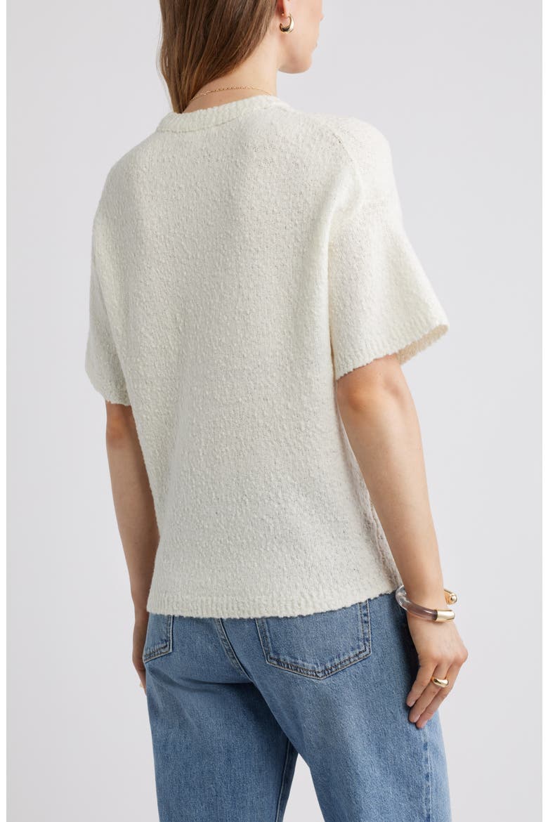 Short Sleeve Stretch Wool Blend Bouclé Sweater, Alternate, color, IVORY TOFU