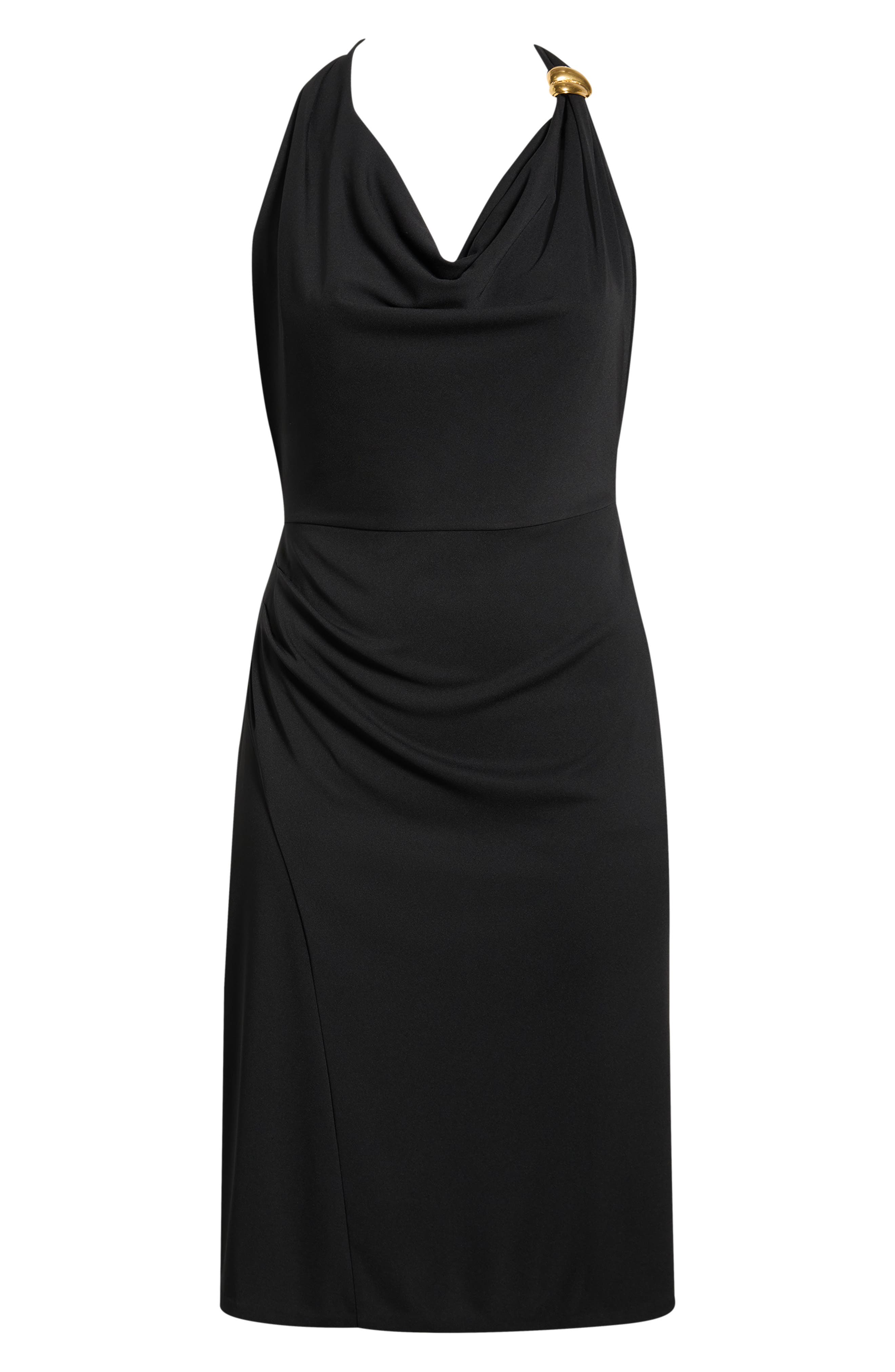 Hardware Detail Halter Neck Midi Dress