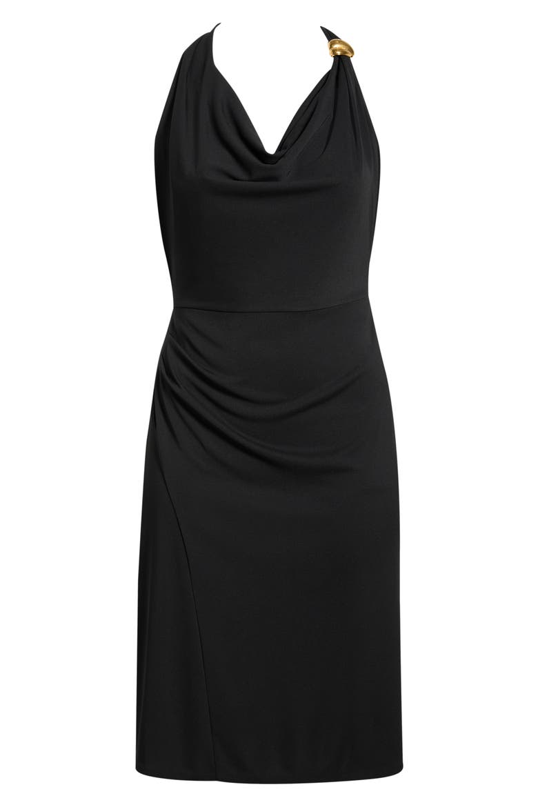 Hardware Detail Halter Neck Midi Dress, Alternate, color, BLACK