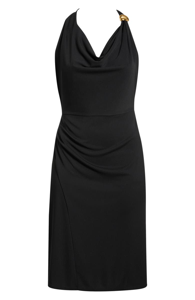 DONNA KARAN Hardware Detail Halter Neck Midi Dress, Main, color, Black