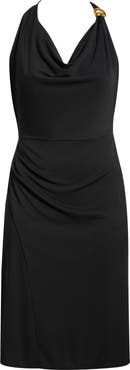 DONNA KARAN Hardware Detail Halter Neck Midi Dress