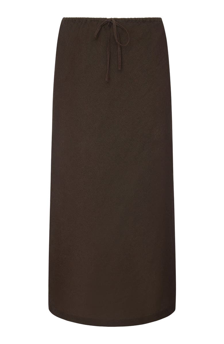 Onia Air Linen Midi Skirt, Alternate, color, Espresso