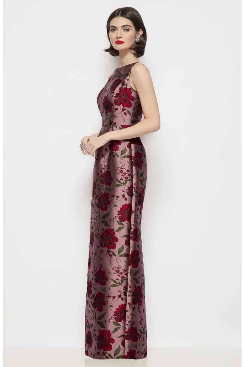 Lisette Sleeveless Satin Gown, Alternate, color, WILD ROSE