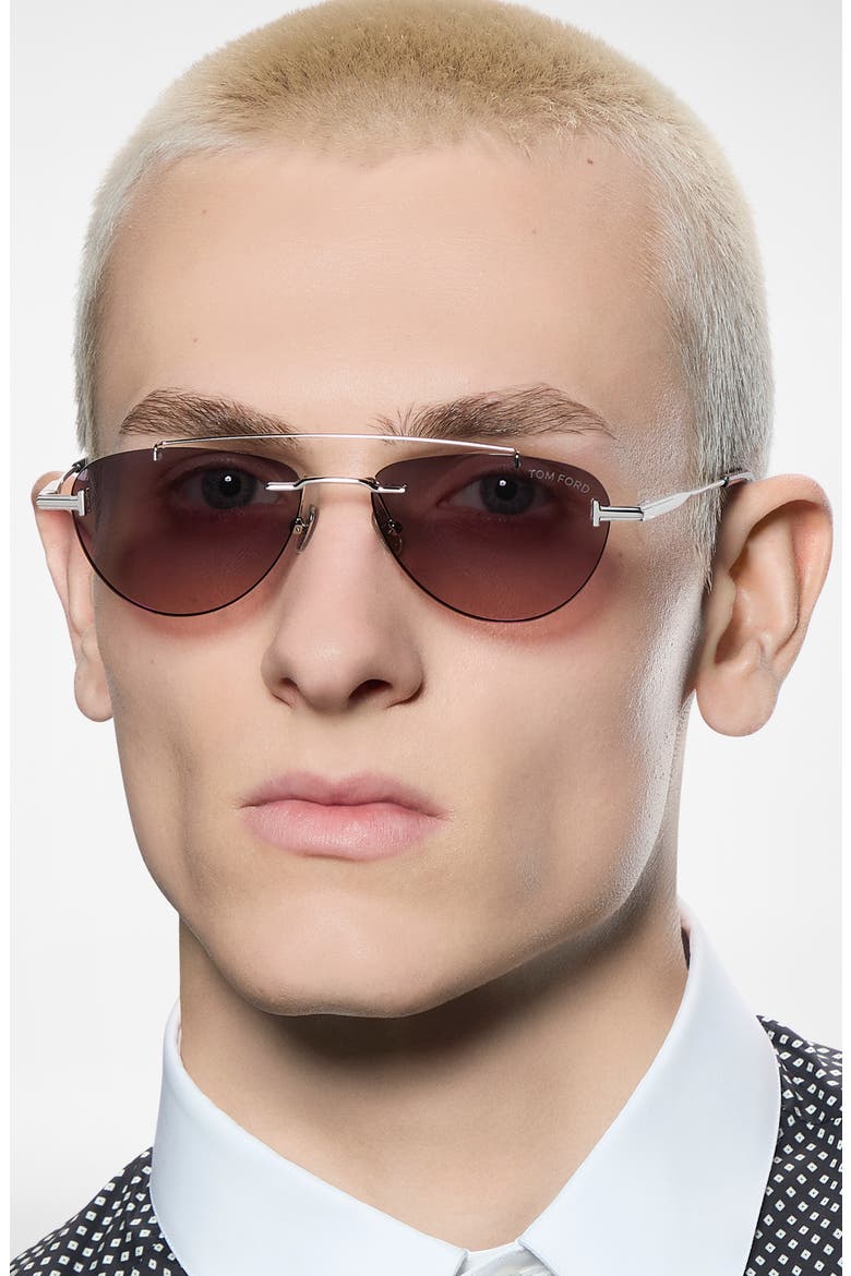 Astor 55mm Gradient Pilot Sunglasses, Alternate, color, PALLADIUM / SMOKE TO SAND LENS