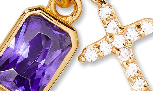 Brook & York Brook And York Josephine Cross & Birthday Pendant Necklace In Gold February