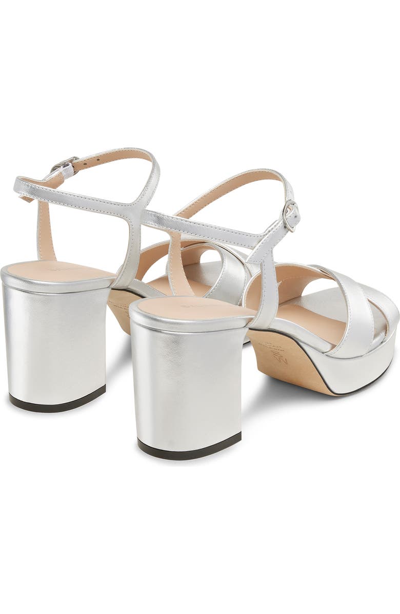 Stuart Weitzman Dayna Ankle Strap Platform Sandal, Alternate, color, Silver