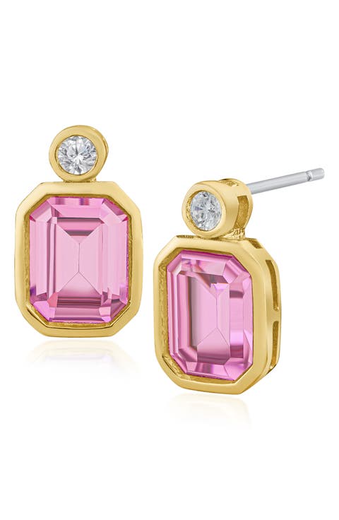 Mixed Cut Cubic Zirconia Stud Earrings