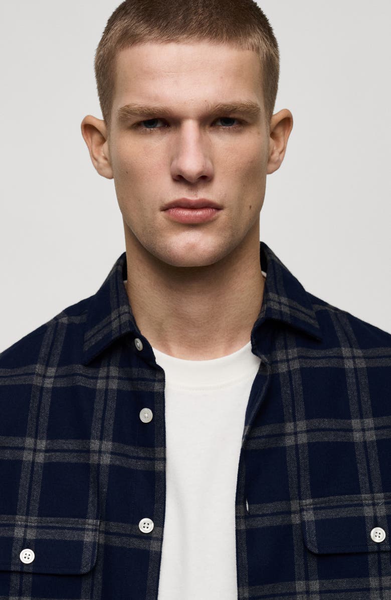 MANGO Plaid Cotton Button-Up Shirt, Alternate, color, 