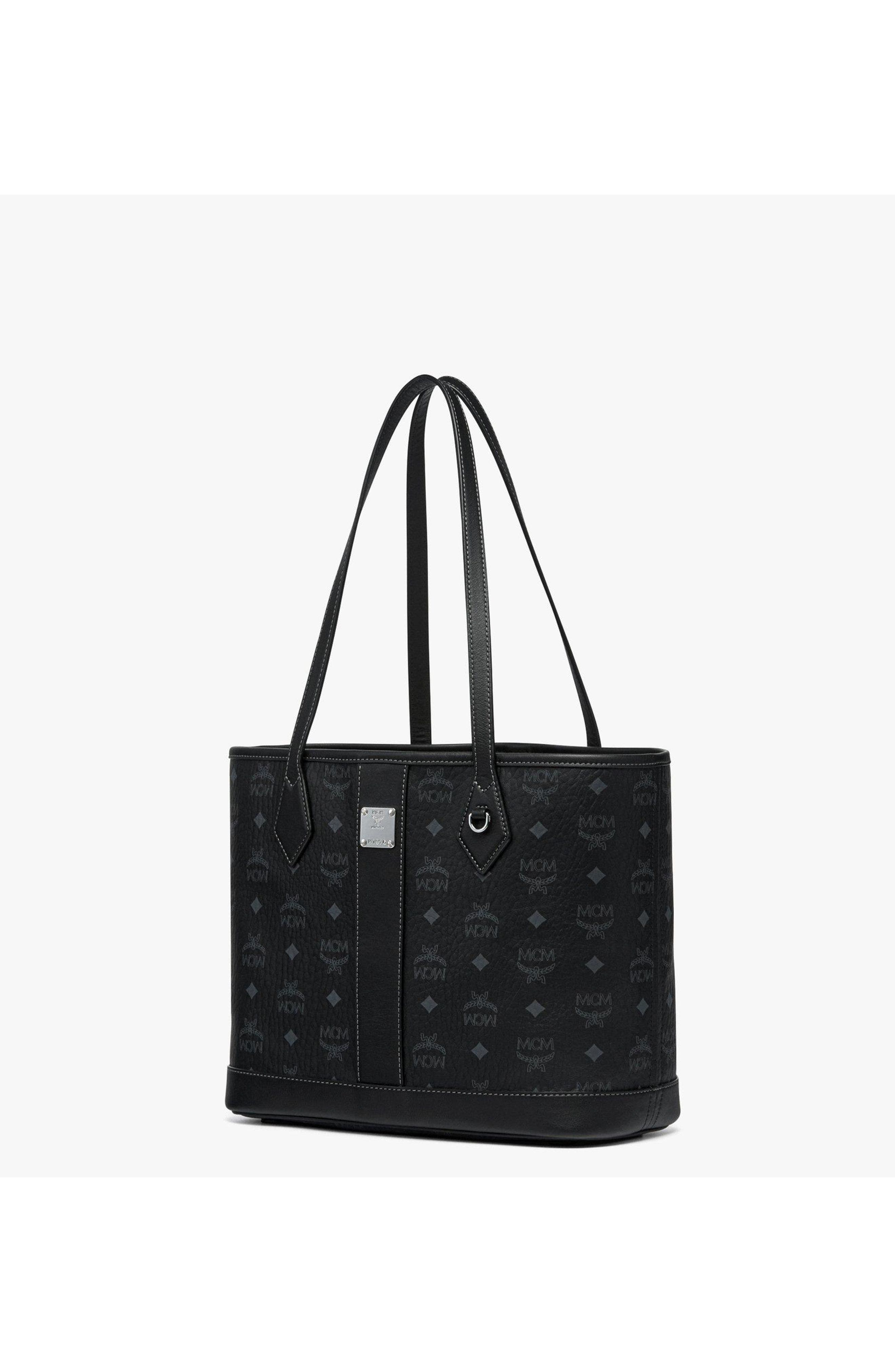 MCM New Small Liz Shopper in Visetos, Alternate, color, Black