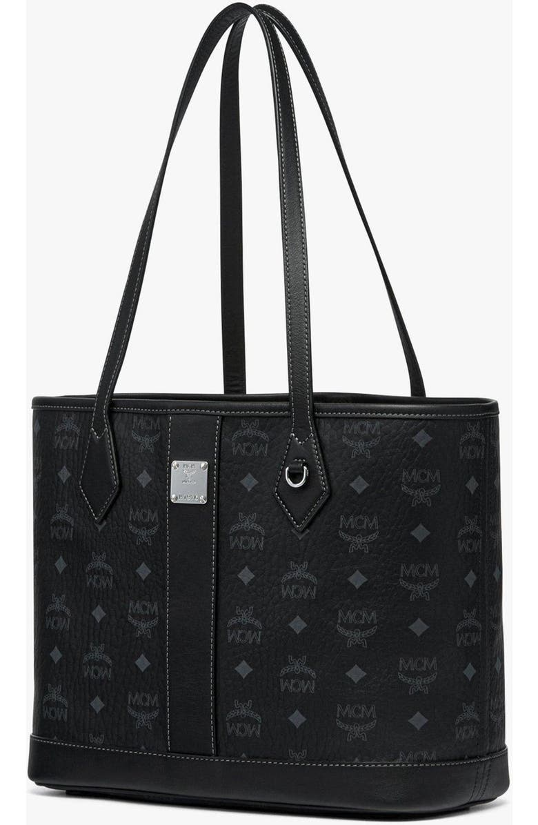 MCM New Small Liz Shopper in Visetos, Alternate, color, Black