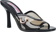 True Religion PVC Logo Open Toe Heel