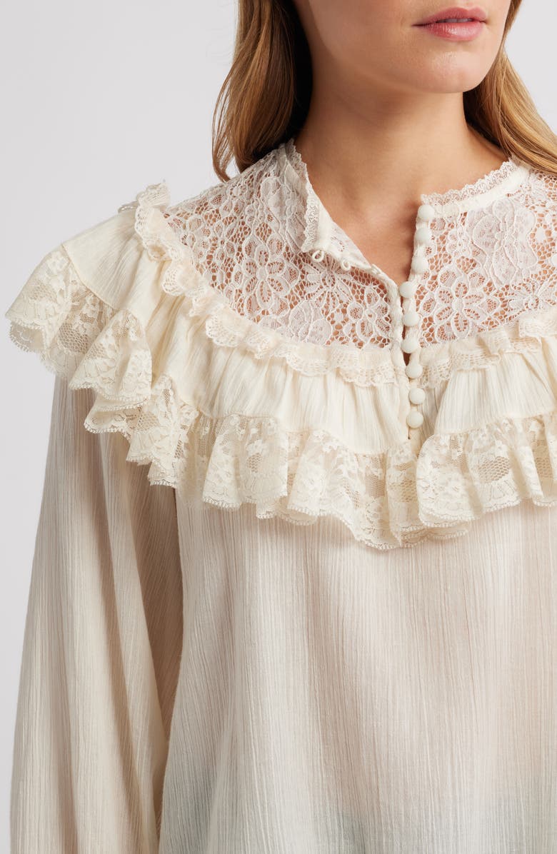 LOVE THE LABEL Brandi Ruffle Yoke Top, Alternate, color, Ivory