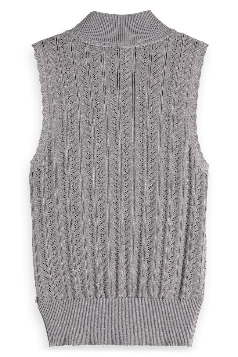 Metallic Pointelle Sleeveless Turtleneck Sweater, Alternate, color, SILVER
