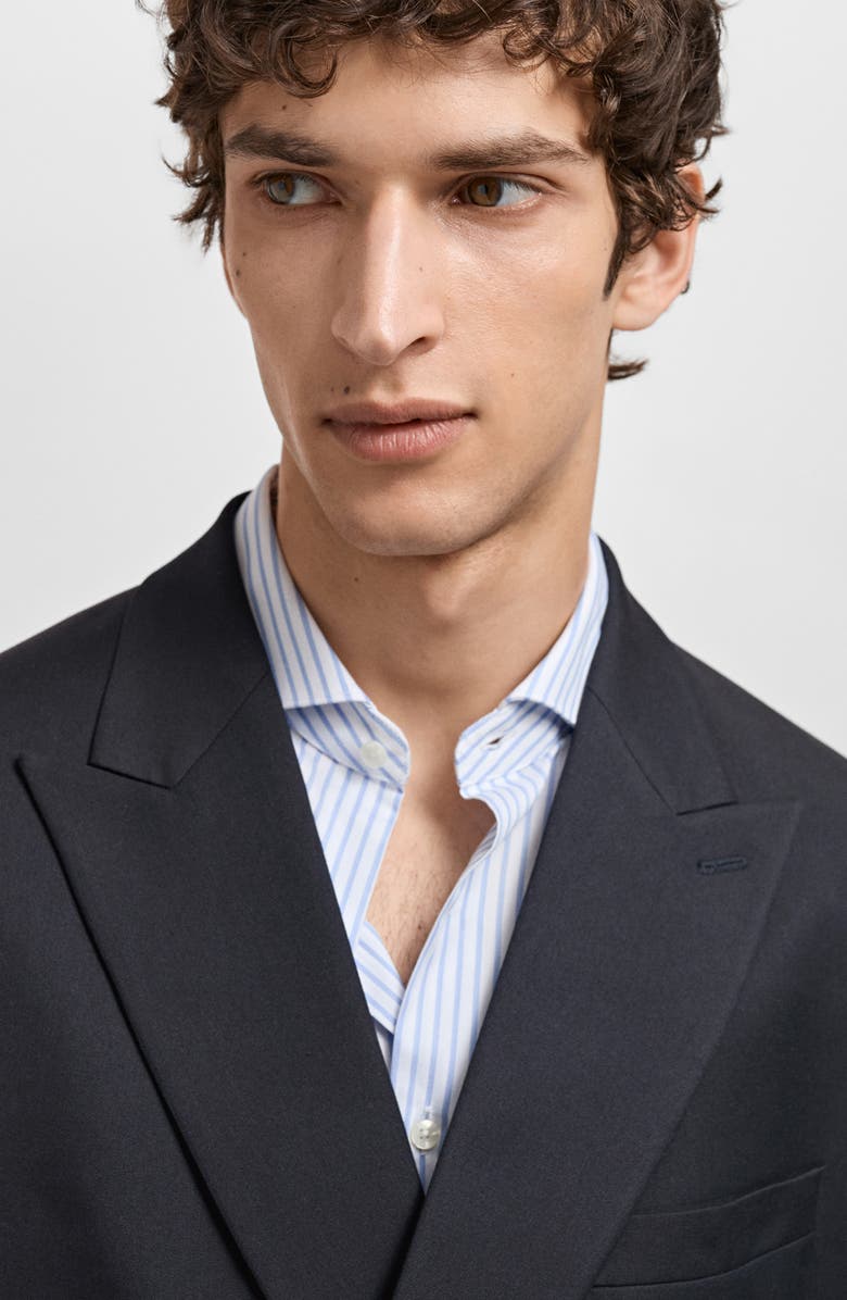 MANGO Monaco Slim Fit Double Breasted Blazer, Alternate, color, Dark Navy