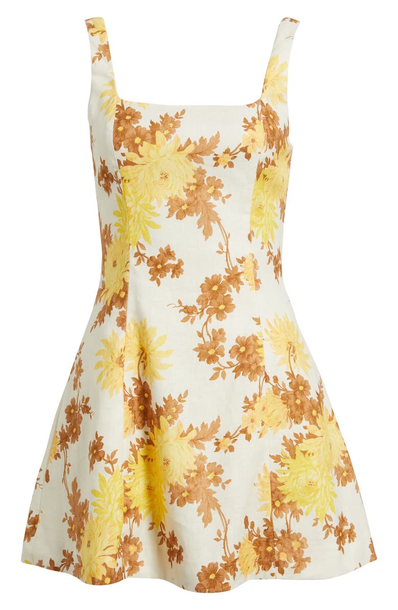 Faithfull the Brand Felice Floral Fit & Flare Linen Minidress, Alternate, color, Midsummer Floral