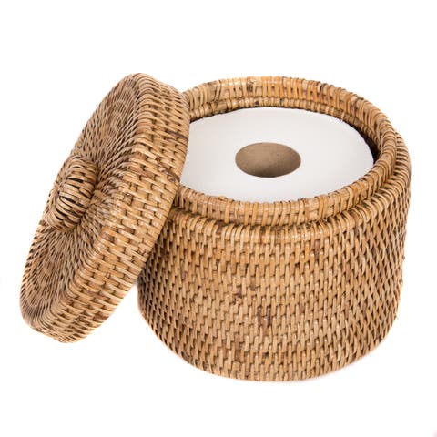 Artifacts Rattan Round Single Tissue Roll Box