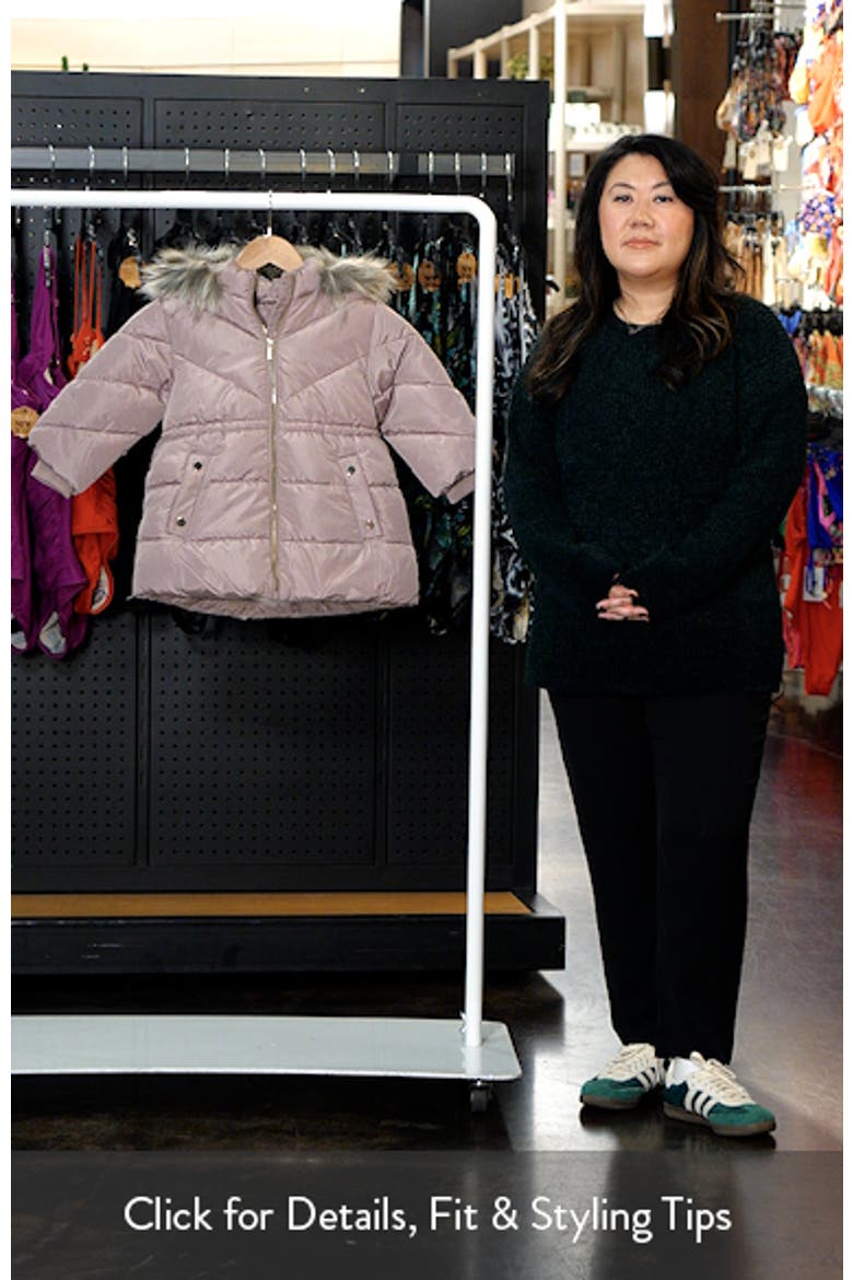 Kids' Hooded Puffer Coat with Faux Fur Trim video