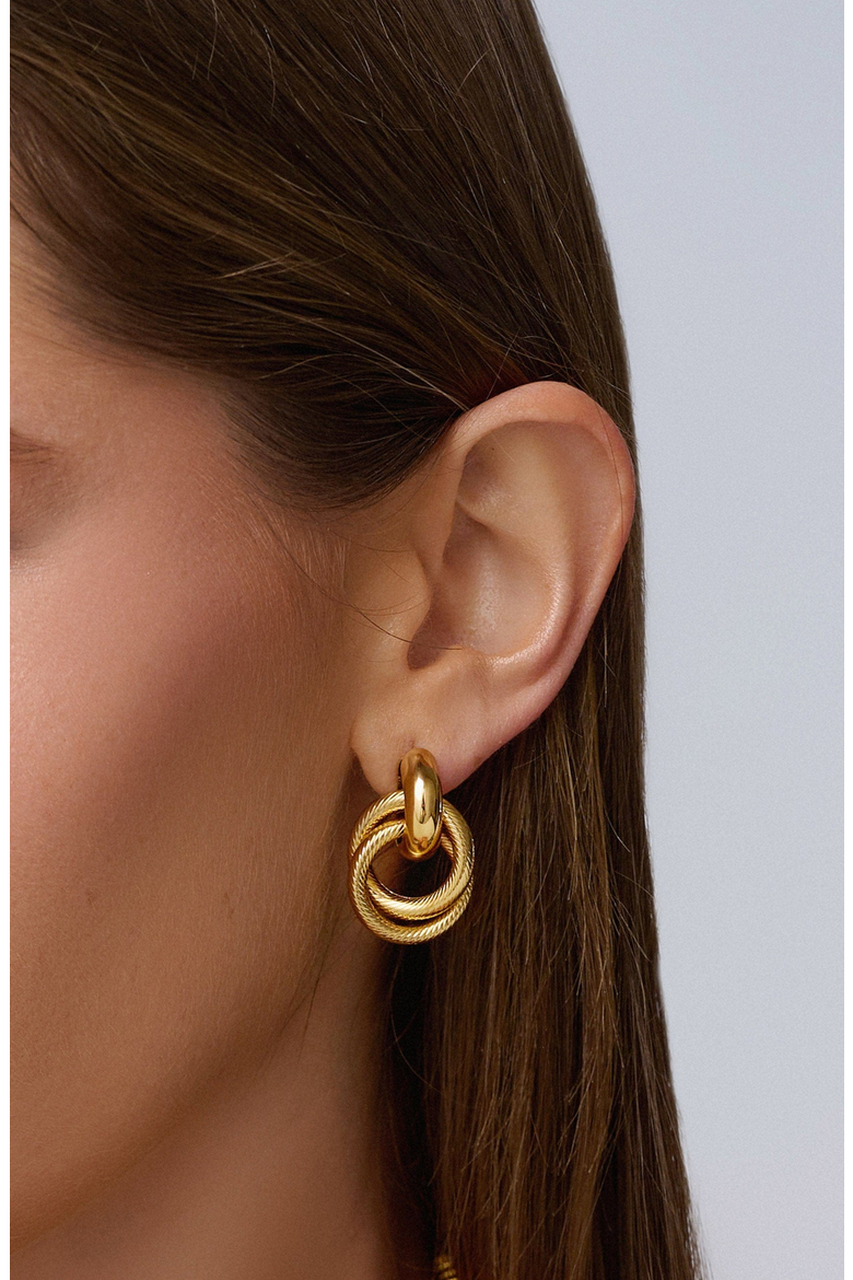 Double Hoop Earrings, Alternate, color, Gold