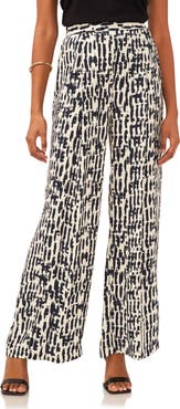 Vince Camuto Abstract Print Flat Front Wide Leg Pants