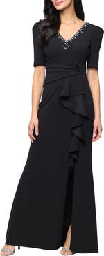 Alex Evenings Embellished Stretch Crepe Gown