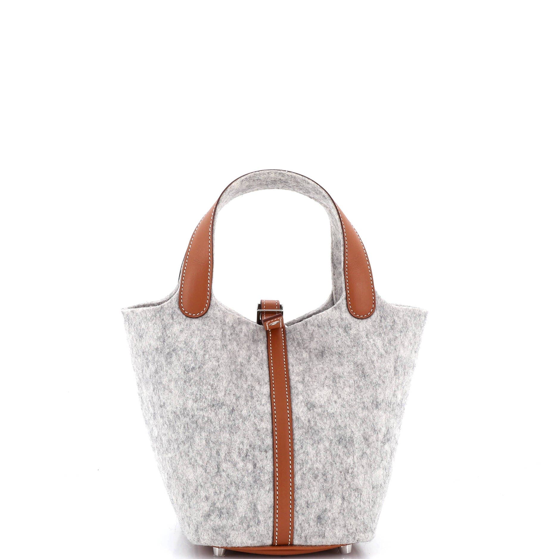 Pre-Owned Hermes Picotin Lock Bag Felt with Leather PM, Main, color, Gris Clair