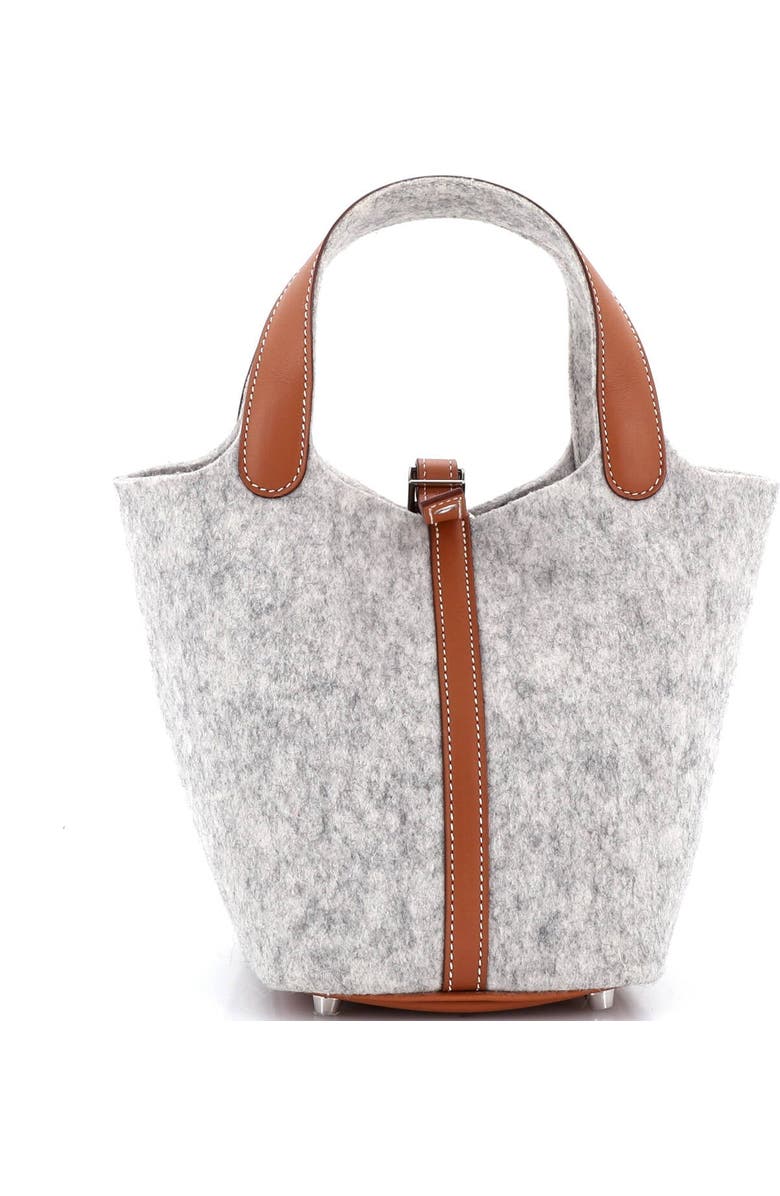 Pre-Owned Hermes Picotin Lock Bag Felt with Leather PM, Main, color, Gris Clair