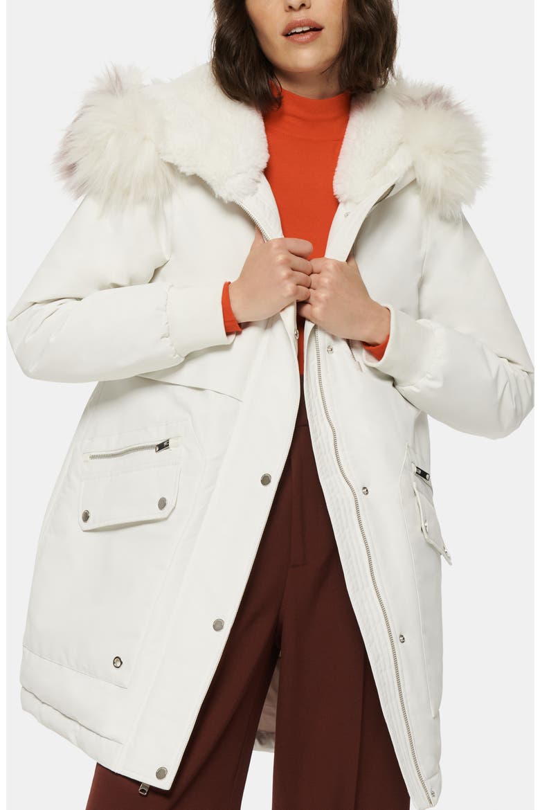 Carina Water Resistant Hooded Parka with Faux Fur Trim, Alternate, color, BLACK