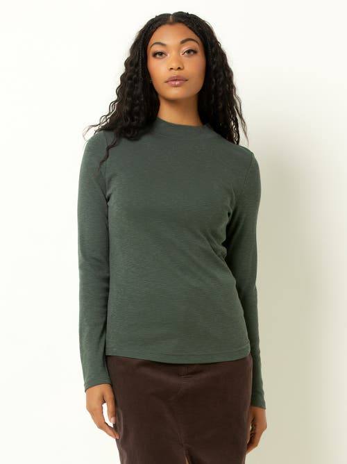 Single Stitch Long Sleeve Knit Top In Green