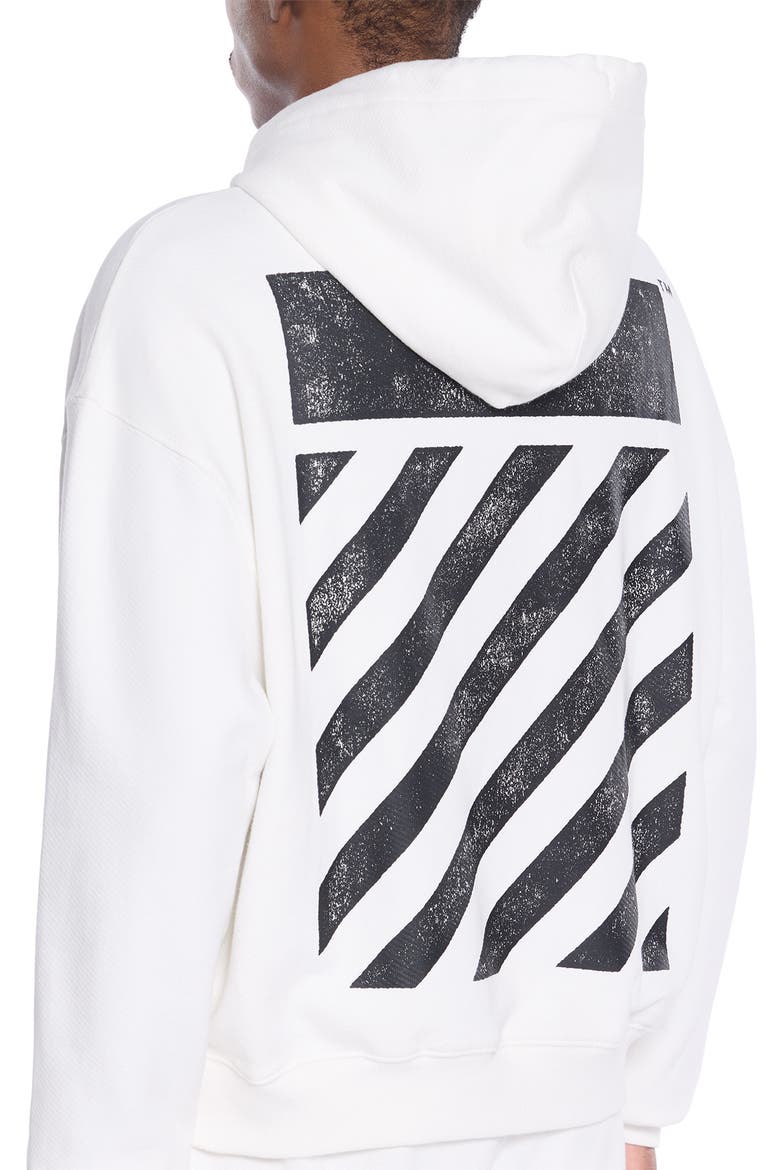 Diagonal Stripe Logo Cotton French Terry Graphic Hoodie, Alternate, color, WHITE