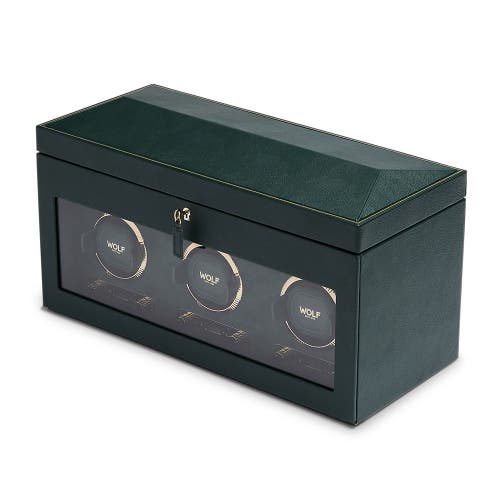 Wolf British Racing Triple Watch Winder With Storage In Green