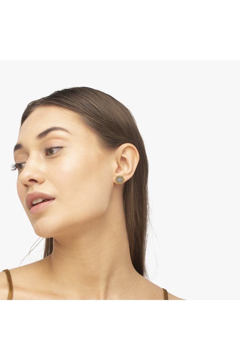 Diamond Sunflower Shaped Earrings 14k, Alternate, color, Diamond