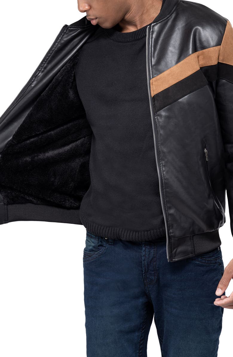 XRAY Hooded Faux Leather Jacket, Alternate, color, Black/ Brown