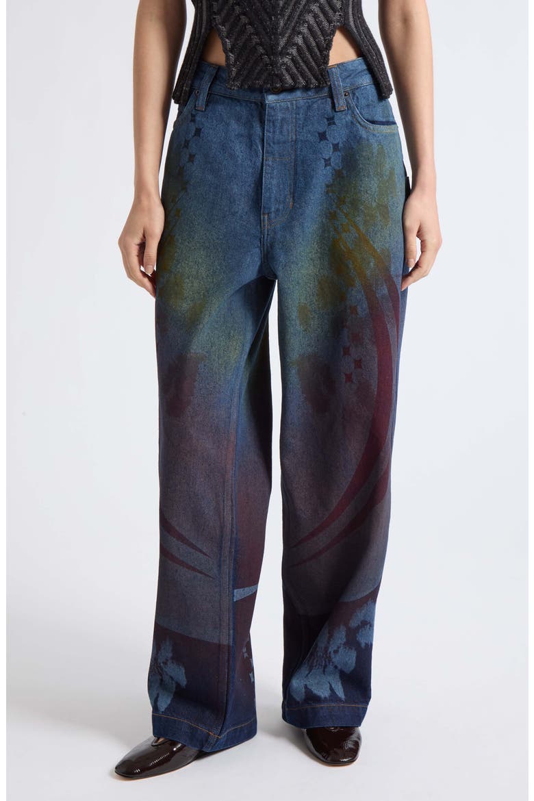 Rainbow Baggy Wide Leg Jeans, Main, color, NAVY RAINBOW