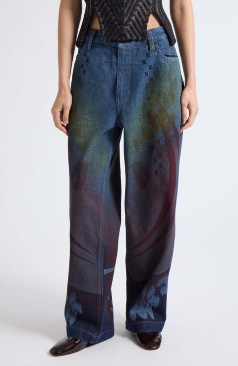 Rainbow Baggy Wide Leg Jeans